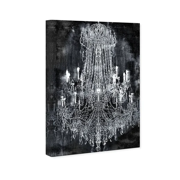 Oliver Gal &Crushed Velvet Chandelier& Fashion and Glam Wall Art Canvas Print - Black, White (16 x 24)