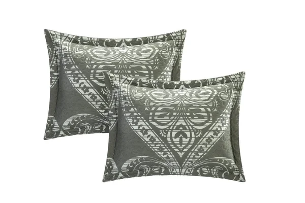 Chic Home 3 Piece Napoli Reversible Printed Quilt Set, King, Beige
