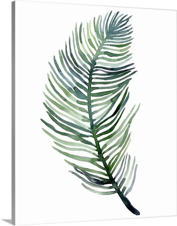 Watercolor Palm Leaves III - Large Solid-Faced Canvas Wall Art Print, Great Big Canvas
