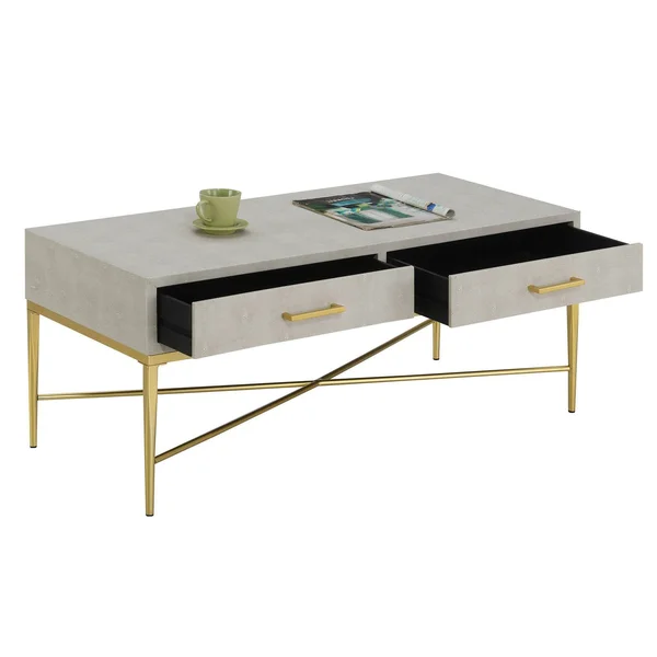 Ashley Coffee Table White Scallop/Gold - Breighton Home
