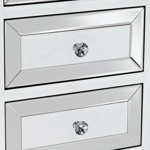 Studio 55D Addison White Mirrored 3-Drawer Side Table