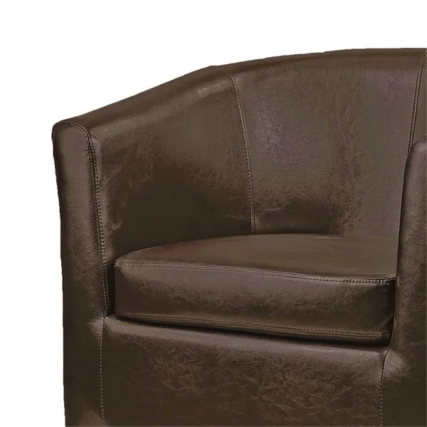 CorLiving Antonio Bonded Leather Tub Chair, Dark Brown