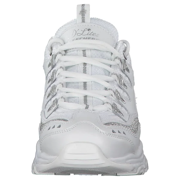 Skechers Women's D&Lites Now and Then Sneaker - Size: 9, White/Silver