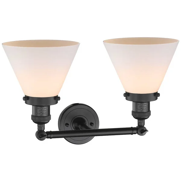 Innovations Lighting Large Cone 2 Light Bath Vanity Light 208 BK G41 (Black)