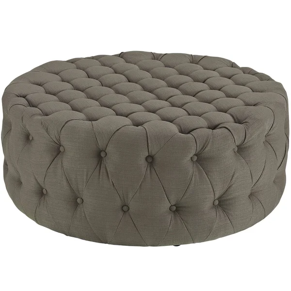 Modway Amour Beige Upholstered Fabric Ottoman