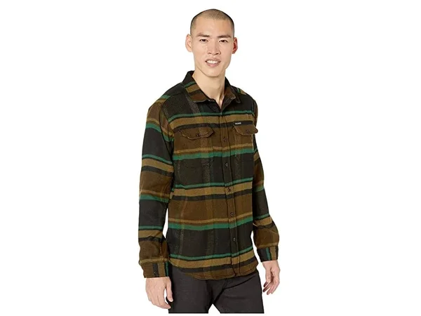 Columbia Men's Deschutes River Heavyweight Flannel, Olive Green Oversized CHECK, Medium
