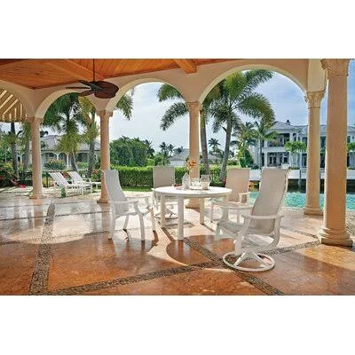 St. Catherine Swivel Patio Dining Chair Telescope Casual Frame Color: Textured Beachwood - Seat Color: Bark