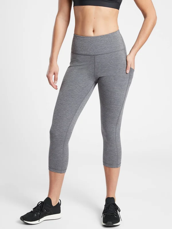 Athleta Women's Ultimate Stash Pocket Capri Grey Heather Petite Size M