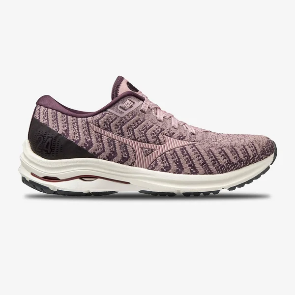 Mizuno Women's Wave Rider 24 Waveknit Woodrose-Pale Lilac - 9.5
