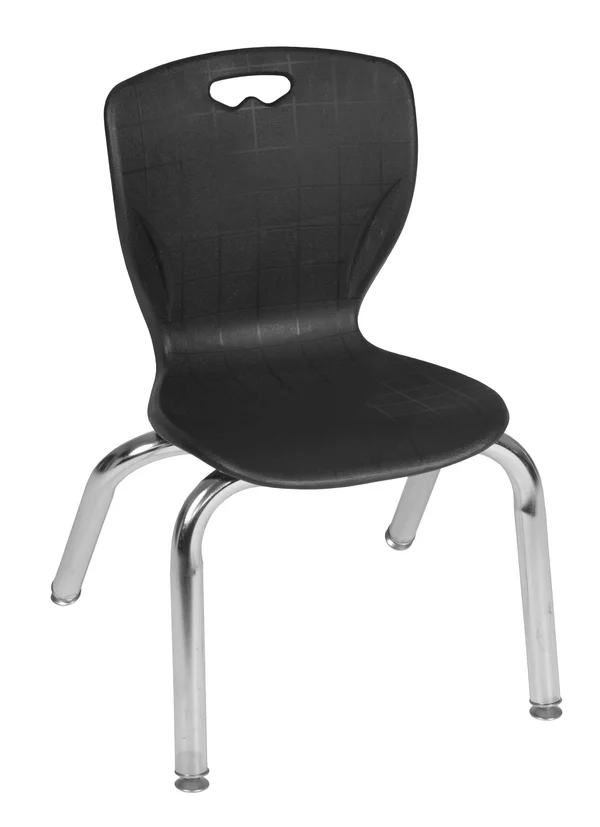 Regency Kee 42x22 Round Height Adjustable Classroom Table - Maple & 4 Andy 12-in Stack Chairs- Navy Blue