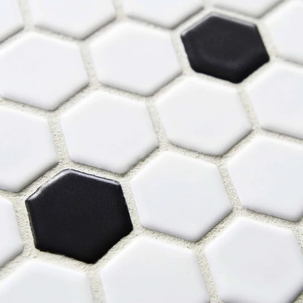 SomerTile Victorian Hex Porcelain Floor and Wall Tile - Matte White/Black Dot - 10 pack