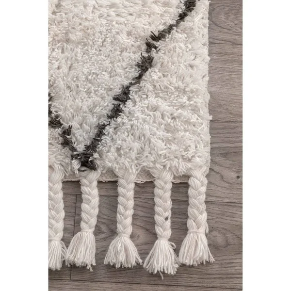 Oliver & James Zoe Hand-Knotted Wool Shag Rug - 5& x 8& (Grey)