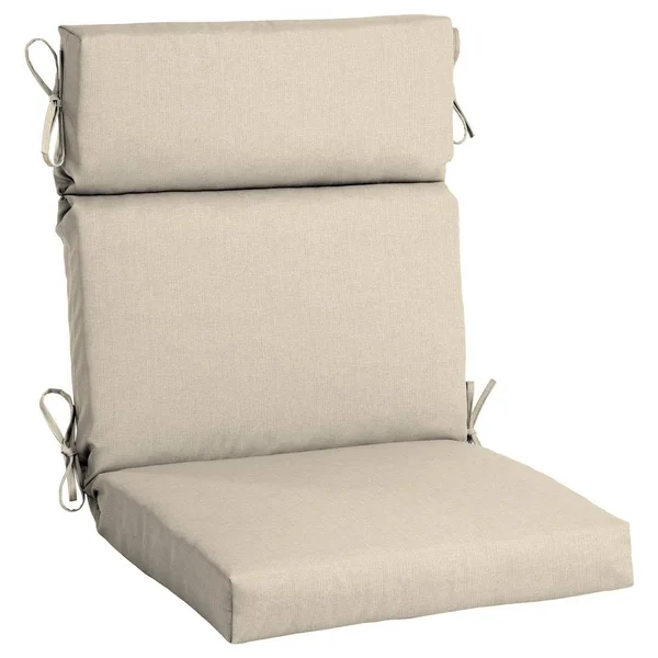 Home Decorators Collection 21.5 x 44 Sunbrella Canvas Flax High Back Outdoor Dining Chair Cushion