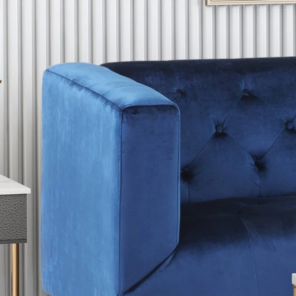 Alura Velvet Upholstered Tufted 3 Seater Sofa Midnight Blue