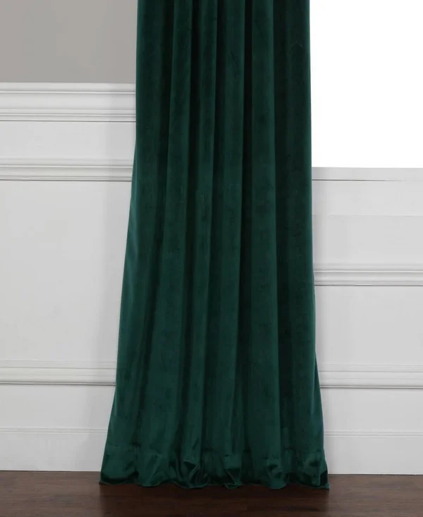 Exclusive Fabrics Heritage Plush Velvet Sing Curtain Panel - 50 x 84 - Forestry Green