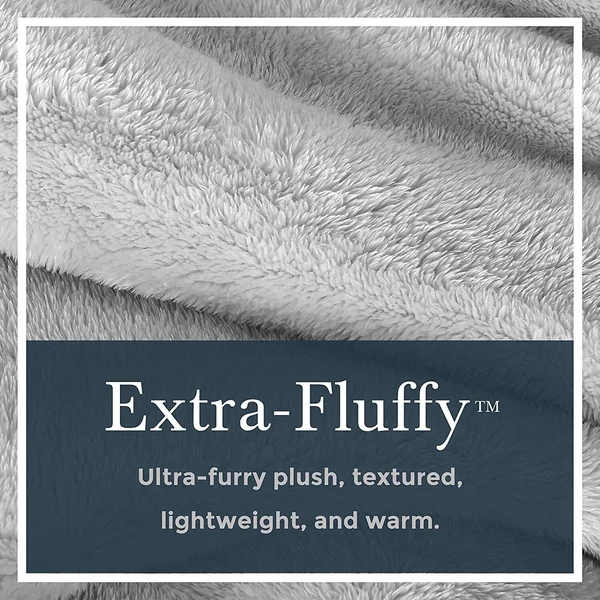 De Moocci Tipped Extra-Fluffy Blanket - Grey - Full/Queen
