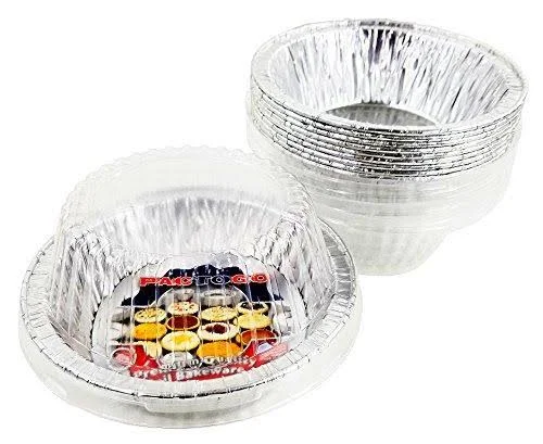 Pactogo Disposable Aluminum 5 3/4x22 Meat Pot Pie Extra Deep Pan Baking - Pans with Lids, 100