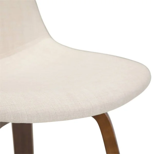 Simpli Home Randolph Bentwood Counter Height Stool, Set of 2, Natural Linen Look Fabric