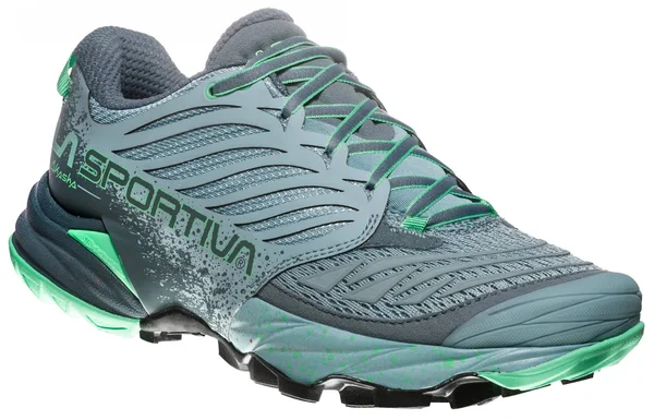 La Sportiva Akasha Blau-Gr黱 - Womens Trail Running & Running Shoes, Size US 9.5+ - Color Stone Blue - Jade Green