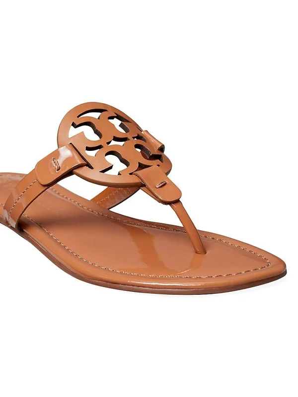 Tory Burch Women's Miller Thong Sandals - Malta Gray Patent Leather