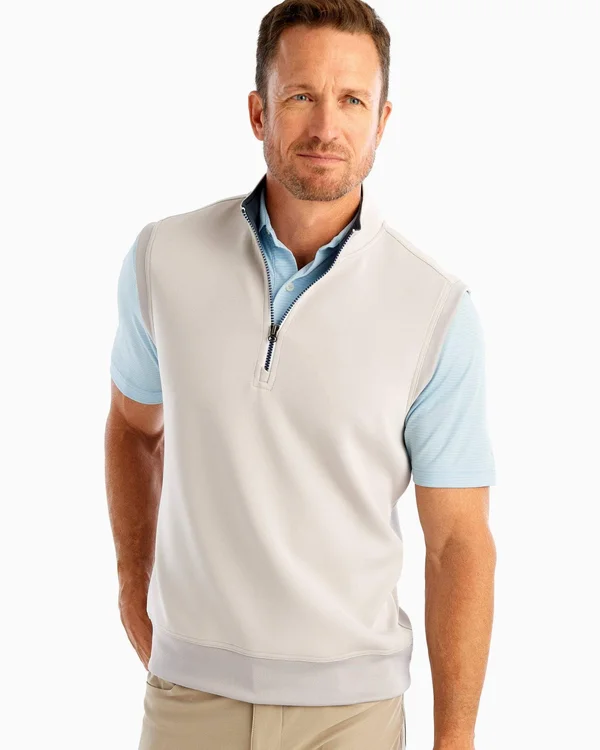 Johnnie-O Del Performance 1/4 Zip Pullover Vest in Quarry - Size: Large