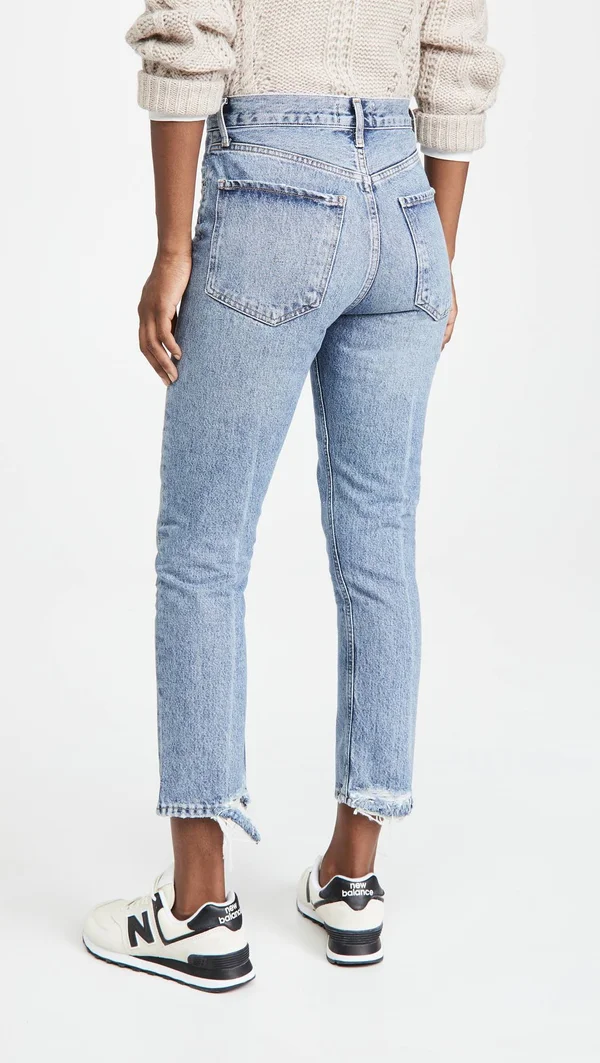 Agolde Riley High Rise Straight Crop Jeans - Blue - Cropped Jeans