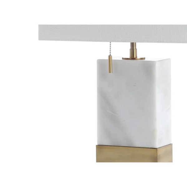 Jonathan Y Trevor 22.5 in. White Marble/Iron Gold Modern Console LED Table Lamp