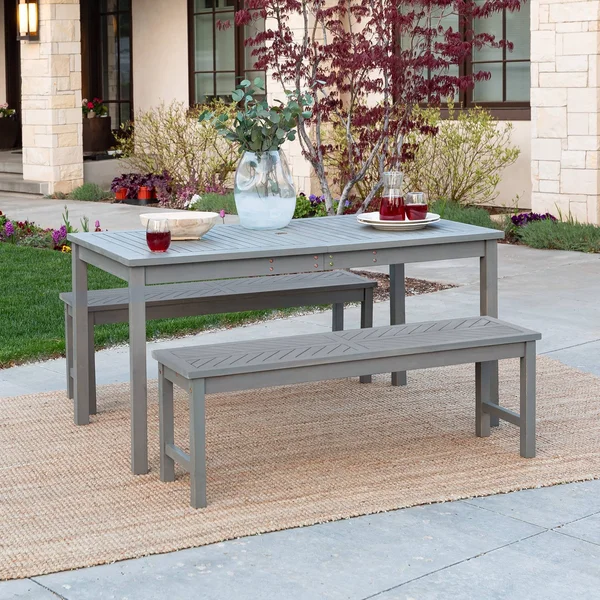 3PC Coro Chevron Outdoor Patio Dining Set Gray Wash - Saracina Home