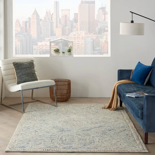 Nourison LNK02 Linked Blue/Multi Area Rug- 5& x 7&6x22