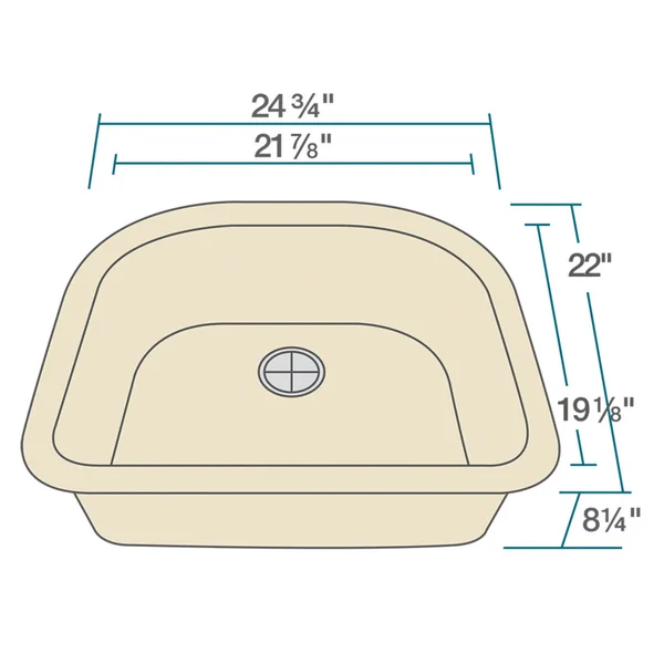 Mr Direct 824 Beige D-Bowl TruGranite Kitchen Sink