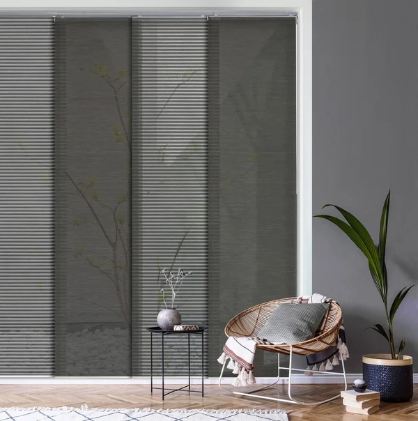 GoDear Design Moon Light Filtering Adjustable Sliding Window Panel Track with 23 in. Slates Upto 86 in. W x 96 in. L