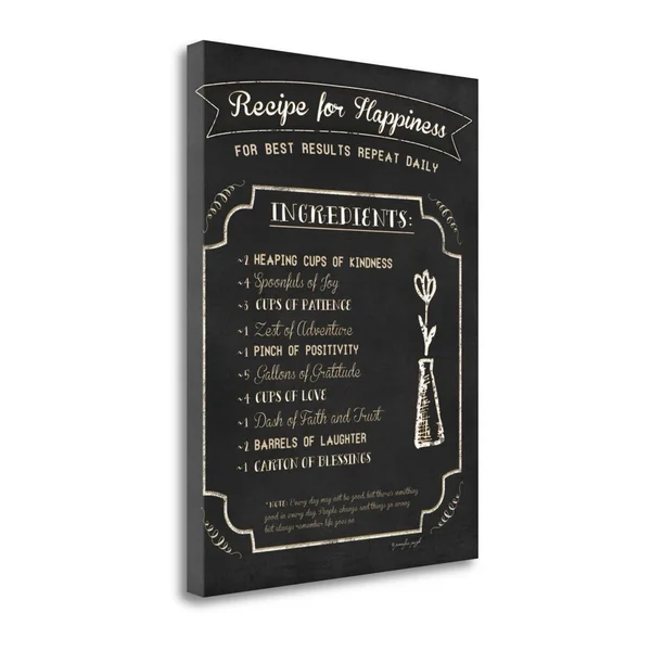 Tangletown Fine Art Recipe for Happiness by Jennifer Pugh Giclee Print on Gallery Wrap Canvas - 20x22 x 26x22 - Multi