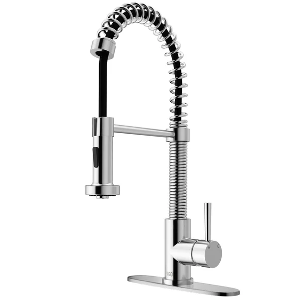 Vigo VG02001CHK1 Edison Chrome Pull-Down Spray Kitchen Faucet with Deck Plate