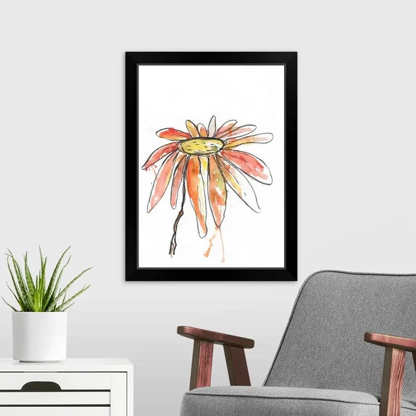 Red Modern Botanical - Black Framed Wall Art, 18x24, Great Big Canvas