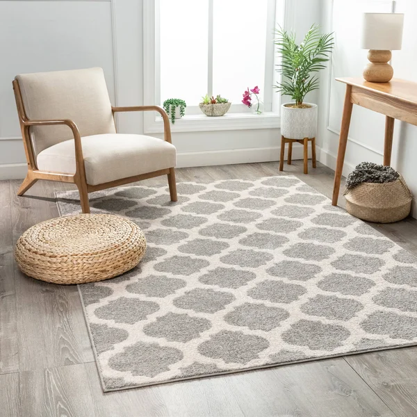 Well Woven Mystic Zoe Modern Trellis Grey 7'10 inch x 9'10 inch Area Rug, Gray