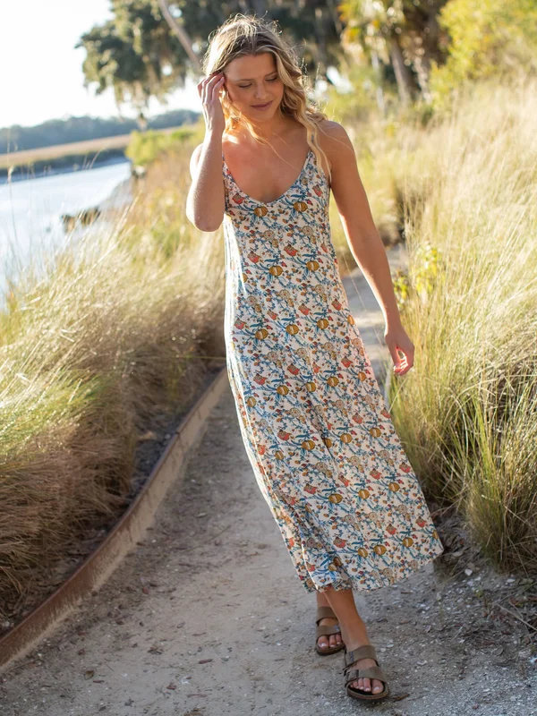Amy Slip Dress, Cream Tan Peony, Natural Life