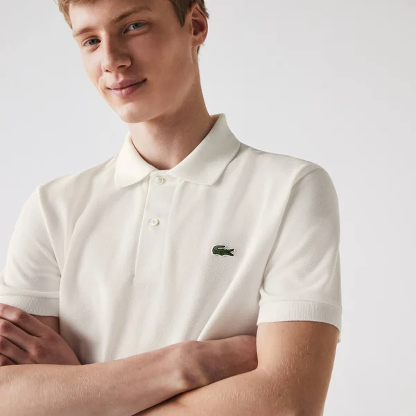 Lacoste Short Sleeved Ribbed Collar Shirt - Flour - S - Men