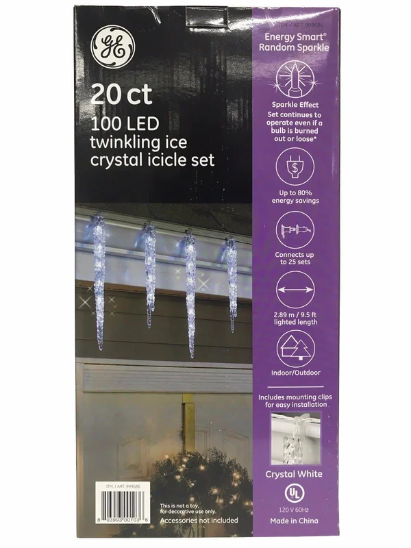 GE 100 LED Twinkling Ice Crystal Icicle Set 20 ct