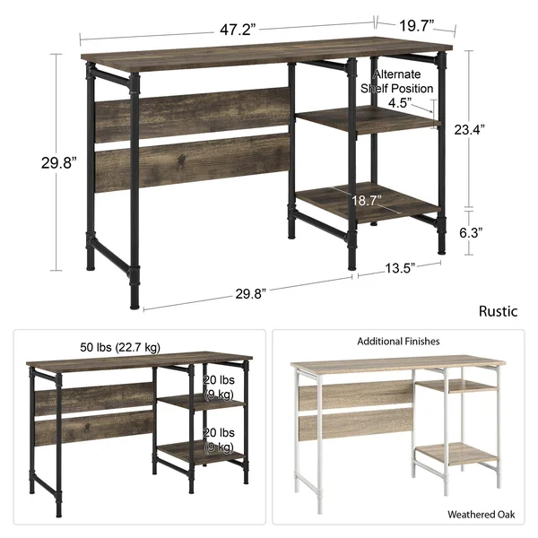 Ameriwood Home Carter Single-Pedestal Desk - Rustic