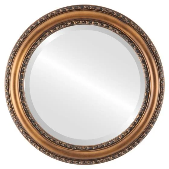 Dorset Framed Round Mirror - Sunset Gold