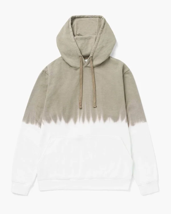 Richer Poorer Men's Recycled Fleece Hoodie - Size Medium, Warm Grey Dip Dye