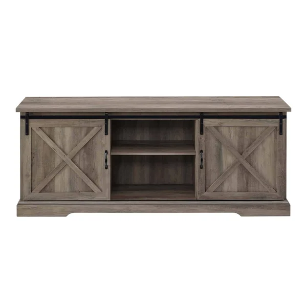 Walker Edison 70x22 Sliding Barn Door TV Console - Grey Wash