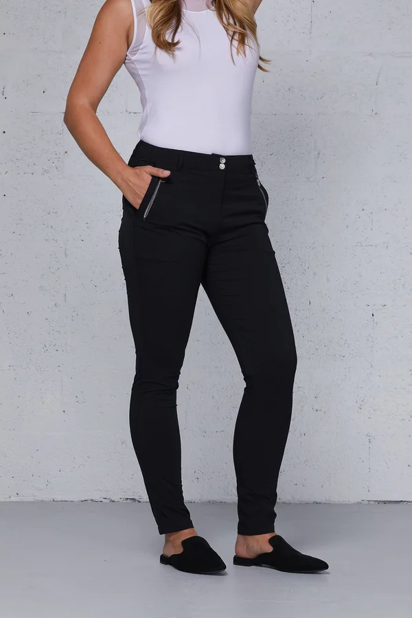 Gail Curvy High Waisted Zip Detail Pants, Khaki, L, Best Women's Travel Clothing