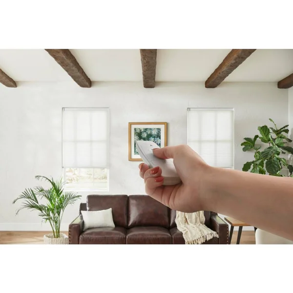 Home Decorators Collection White Cordless Light Filtering Motorized Cellular Shade with Remote Control-71.75 in. W x 72 in. L, W