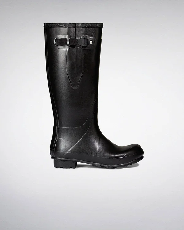 Hunter Men's Norris Field Side Adjustable Neoprene Lined Rain Boots - Black US 8