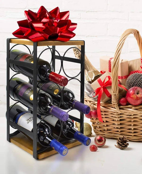 Sorbus Rustic Countertop Wine Rack - Black