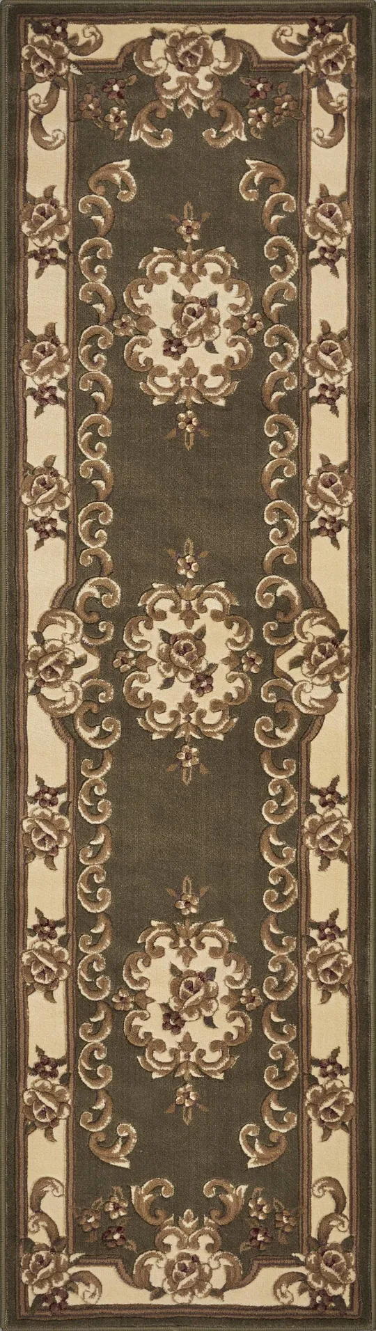 Kas Corinthian 5312 Aubusson 7&7x22 x 10&10x22 Green, Ivory Area Rug