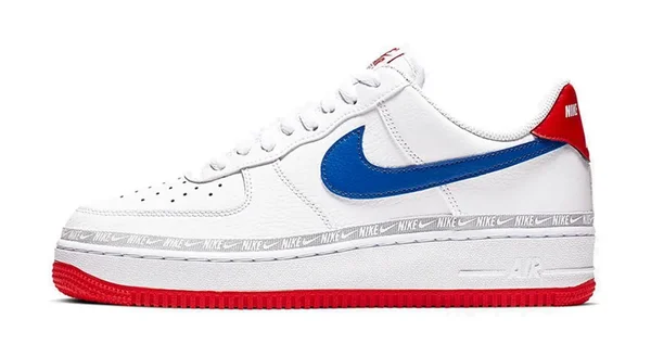 Nike Air Force 1 Low &Overbranding - White Red Blue& Sneakers/Shoes CD7339-100 (Size: US 6)