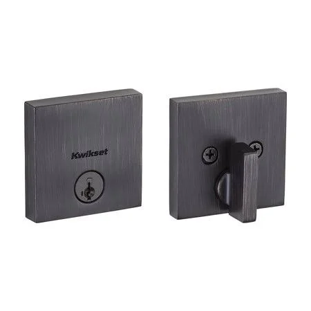 258 Downtown Low Profile Square Contemporary Deadbolt Featuring SmartKey in Venetian Bronze, Designer Style and Superior Securit
