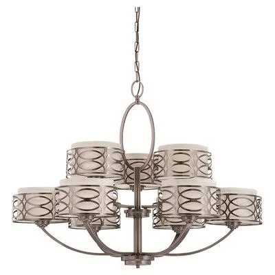 Helina 9 - Light Shaded Tiered Chandelier Willa Arlo Interiors Finish, Shade Finish: Hazel Bronze, Khaki Fabric